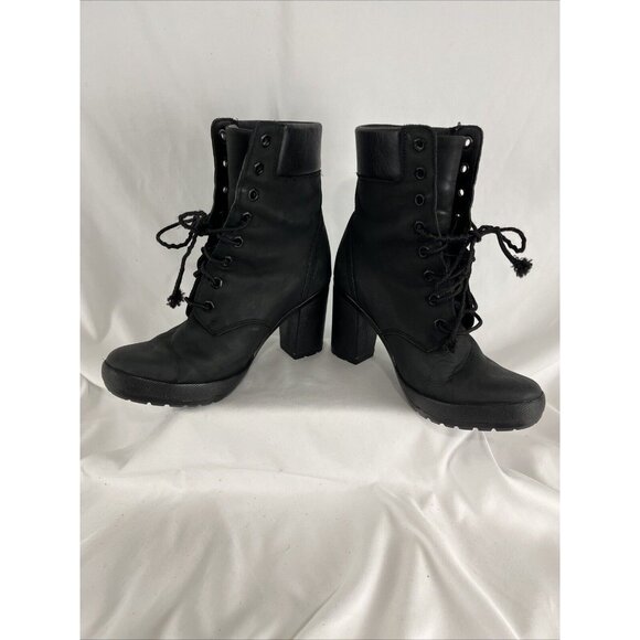 Timberland Ortholite Black Nubuck Heeled Booties Women's Size 6.5 - Picture 4 of 10
